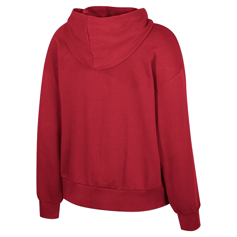 Women's Colosseum Crimson Alabama Tide Reflection Rhinestone Drawcord Pullover Hoodie