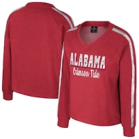T-shirt à manches longues et col en V pour femme Colosseum Crimson Alabama Tide Treasures