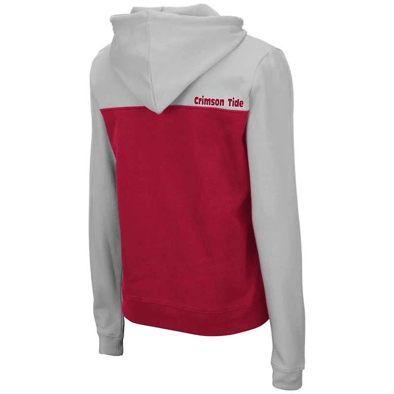 Women's Colosseum Gray/Crimson Alabama Crimson Tide Aidan Lightweight Half-Zip Hoodie