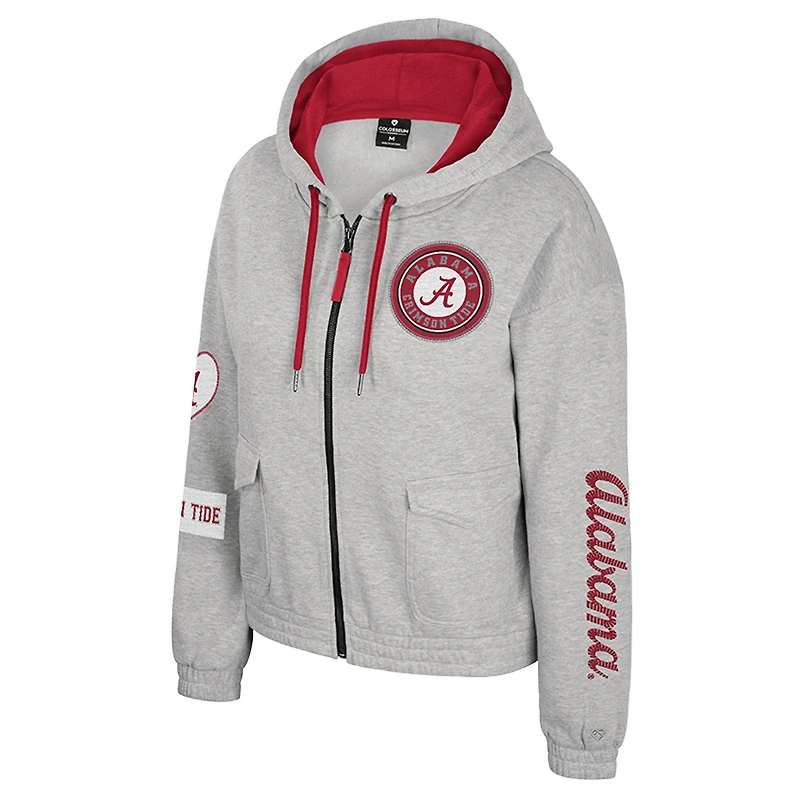 Veste à capuche zippée Alfie pour femme, gris Colosseum, Alabama Crimson Tide