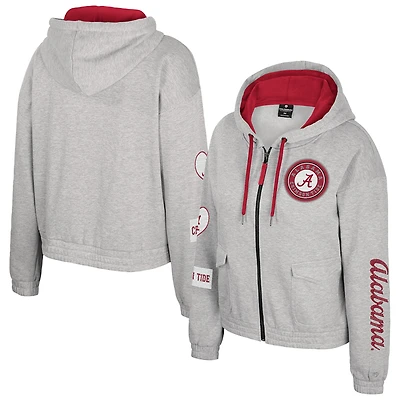 Veste à capuche zippée Alfie pour femme, gris Colosseum, Alabama Crimson Tide