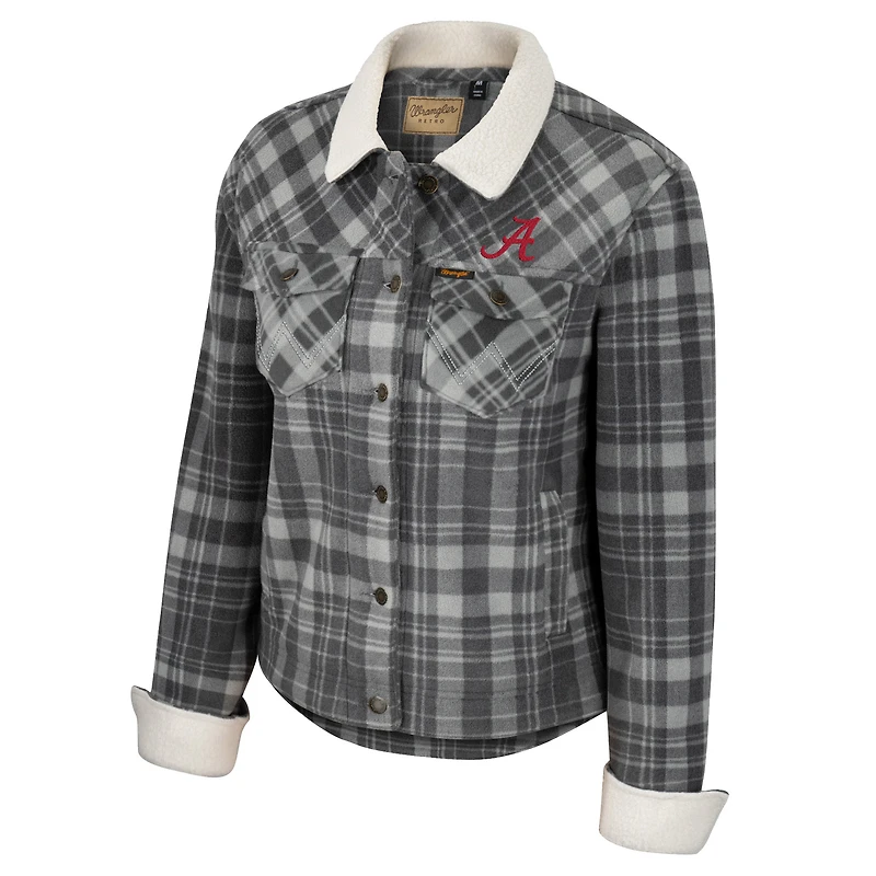 Veste boutonnée en polaire Colosseum x Wrangler Charcoal Alabama Crimson Tide pour femme