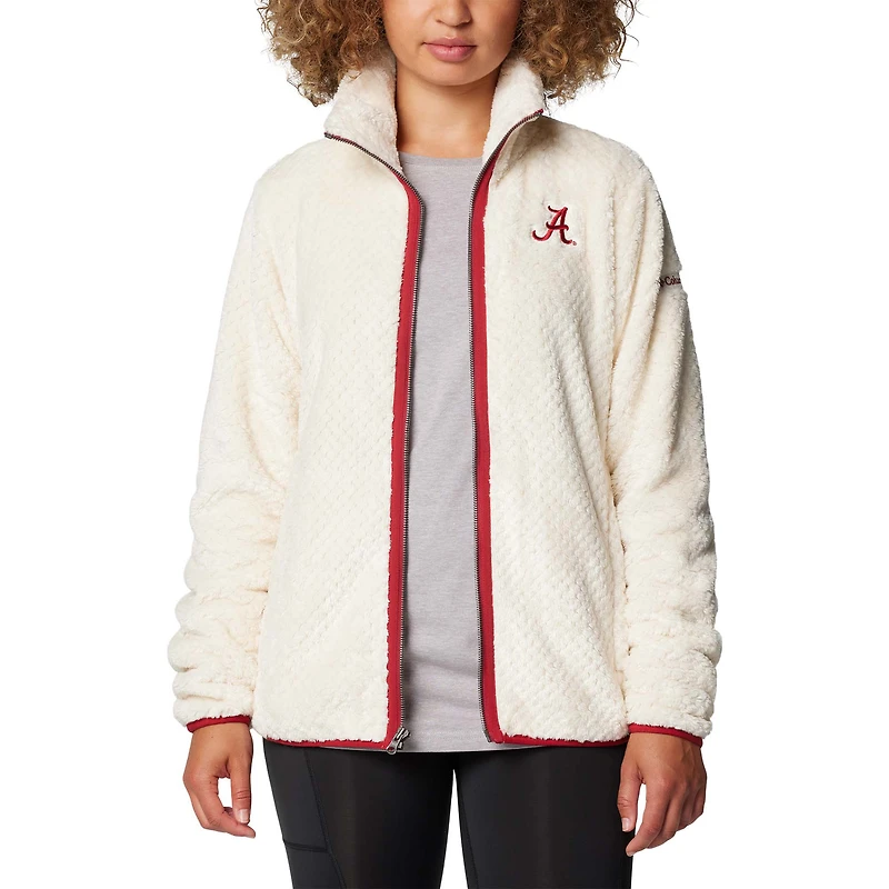 Veste zippée en sherpa Columbia White Alabama Crimson Tide Fireside II pour femme