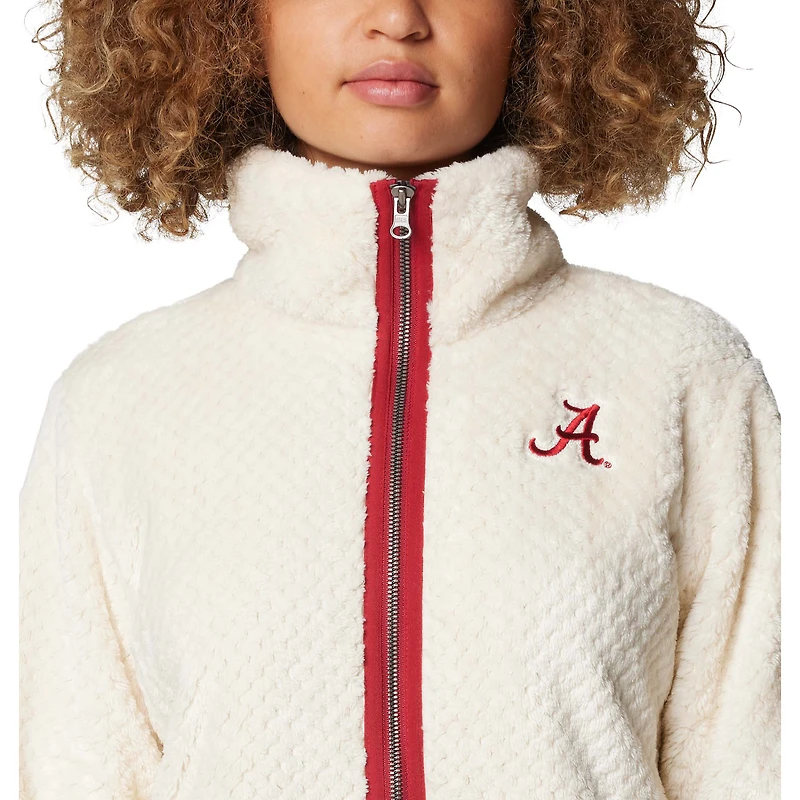 Veste zippée en sherpa Columbia White Alabama Crimson Tide Fireside II pour femme