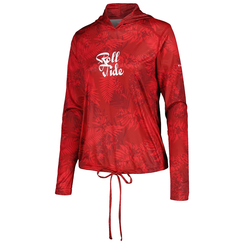 Women's Columbia  Crimson Alabama Tide Summerdry Printed Long Sleeve Hoodie T-Shirt