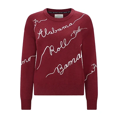 Women's Crimson Alabama Tide Love Note Embroidered Pullover Sweater