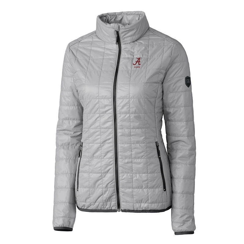 Women's Cutter & Buck  Gray Alabama Crimson Tide Alumni Rainier PrimaLoft Eco Insulated Full-Zip Puffer Jacket