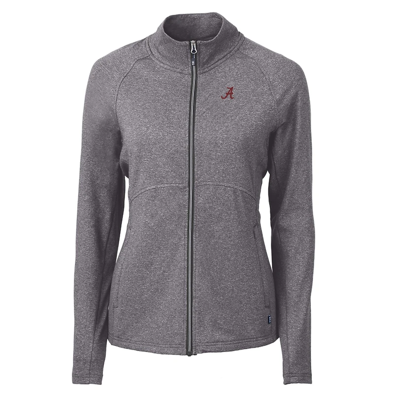 Veste zippée intégrale recyclée en tricot écologique Adapt Alabama Crimson Tide pour femme, Cutter & Buck Heather Black