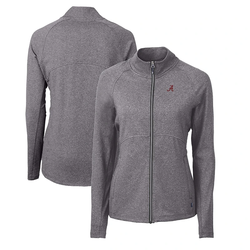 Veste zippée intégrale recyclée en tricot écologique Adapt Alabama Crimson Tide pour femme, Cutter & Buck Heather Black