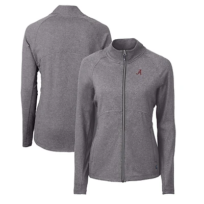 Veste zippée intégrale recyclée en tricot écologique Adapt Alabama Crimson Tide pour femme, Cutter & Buck Heather Black