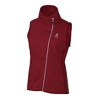 Gilet asymétrique en tricot à fermeture éclair intégrale pour femme Cutter & Buck Heather Crimson Alabama Tide Alumni Mainsail