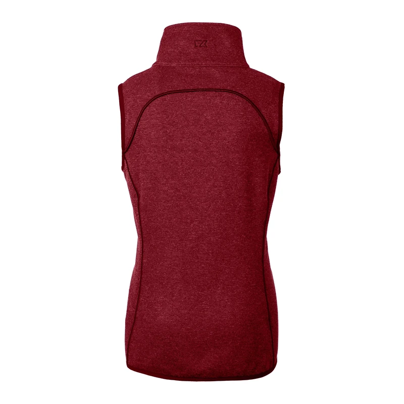 Gilet asymétrique en tricot à fermeture éclair intégrale pour femme Cutter & Buck Heather Crimson Alabama Tide Alumni Mainsail