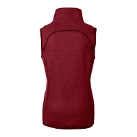 Gilet asymétrique en tricot à fermeture éclair intégrale pour femme Cutter & Buck Heather Crimson Alabama Tide Alumni Mainsail