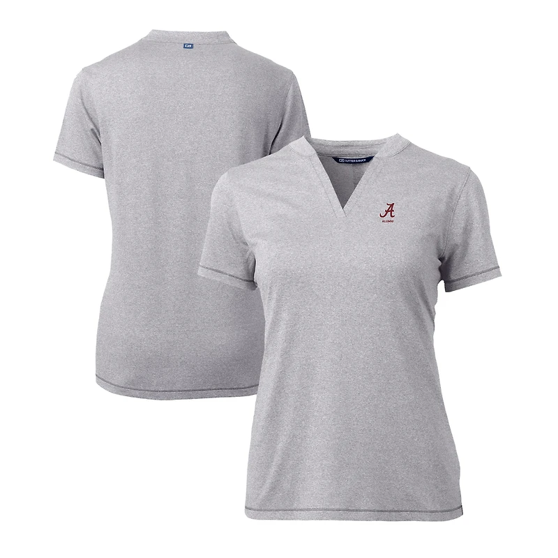 Women's Cutter & Buck  Heather Gray Alabama Crimson Tide Alumni DryTec Forge Stretch V-Neck Blade Top