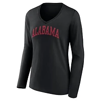 T-shirt à manches longues et col en V Fanatics pour femmes, noir, Alabama Crimson Tide Basic Arch