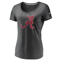 Women's Fanatics Charcoal Alabama Crimson Tide Primary Logo Space-Dye V-Neck T-Shirt