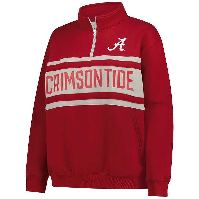 Women's Fanatics Crimson/Gray Alabama Crimson Tide Plus Quarter-Zip Pullover