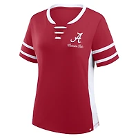 T-shirt à lacets pour femme Fanatics Crimson Tide Alabama Be Fearless Athena, cramoisi/blanc