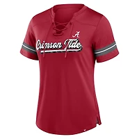 Women's Fanatics Crimson Alabama Tide Fundamental Overtime Readiness Athena Lace-Up V-Neck T-Shirt