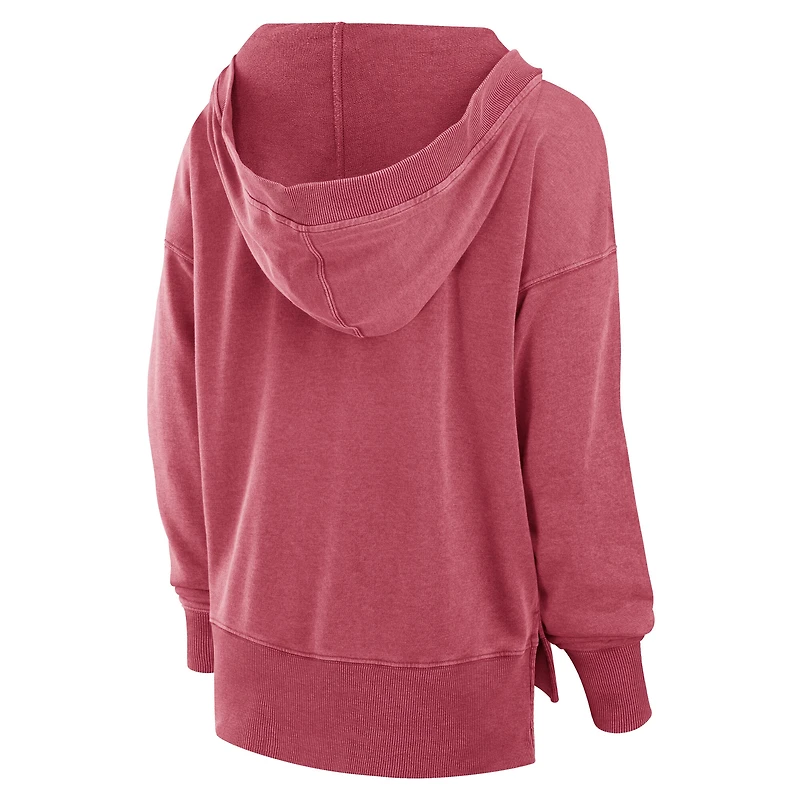 Women's Fanatics  Crimson Alabama Tide Initiative Snow Wash French Terry V-Neck Pullover Hoodie