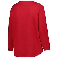 T-shirt à manches longues et lacets en tricot gaufré pour femme Fanatics Crimson Alabama Tide, grande taille