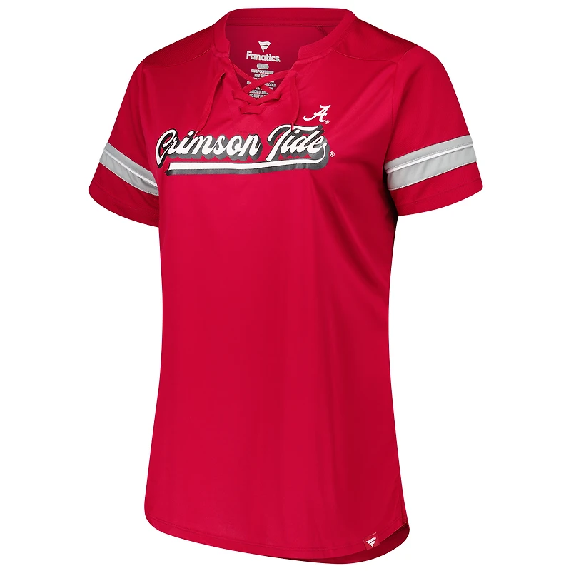 Women's Fanatics Crimson Alabama Tide Plus Overtime Readiness Lace-Up T-Shirt