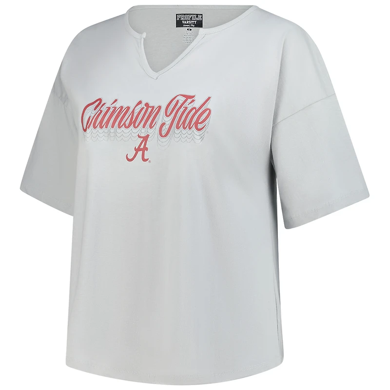 T-shirt à col cranté Winning Gear pour femme, gris, Alabama Crimson Tide, grande taille