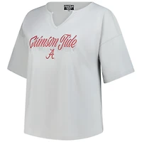 T-shirt à col cranté Winning Gear pour femme, gris, Alabama Crimson Tide, grande taille