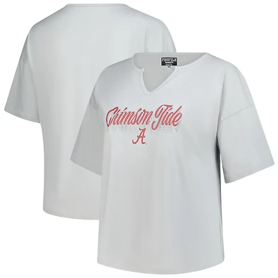 T-shirt à col cranté Winning Gear pour femme, gris, Alabama Crimson Tide, grande taille
