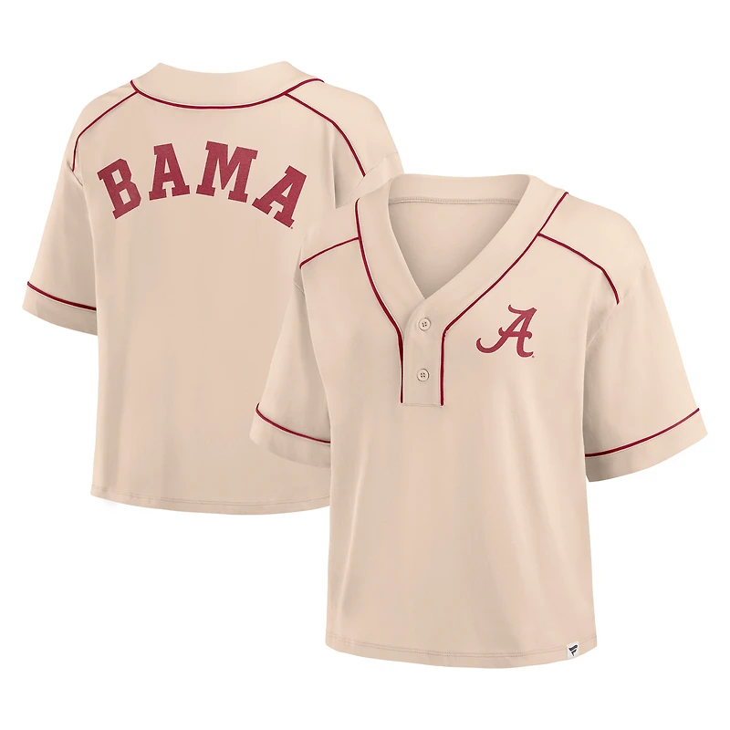 T-shirt court surdimensionné à col en V et imprimé Force dominante de l'Alabama Crimson Tide pour femme