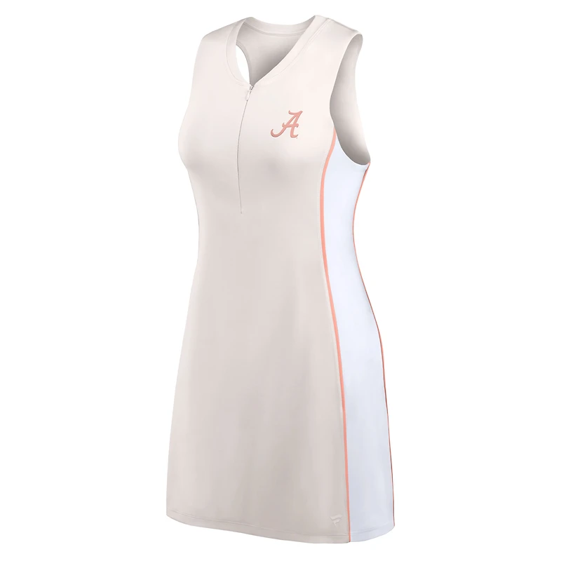 Women's Fanatics White Alabama Crimson Tide Studio Boost Athletic Half-Zip Dress