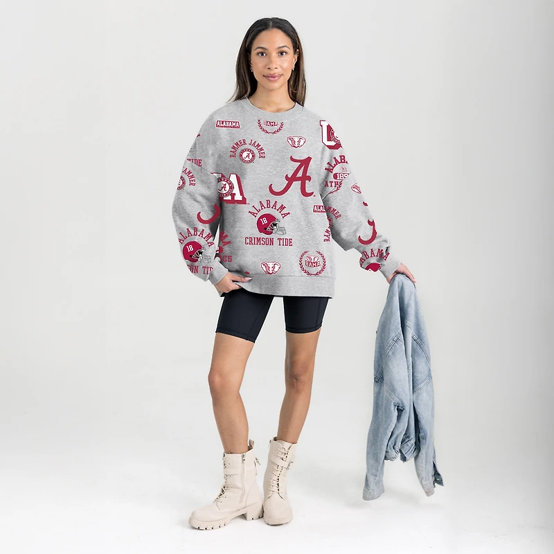 Sweat-shirt en molleton gris Gameday Couture pour femme, Alabama Crimson Tide, Always On Repeat
