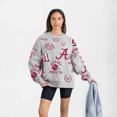 Sweat-shirt en molleton gris Gameday Couture pour femme, Alabama Crimson Tide, Always On Repeat