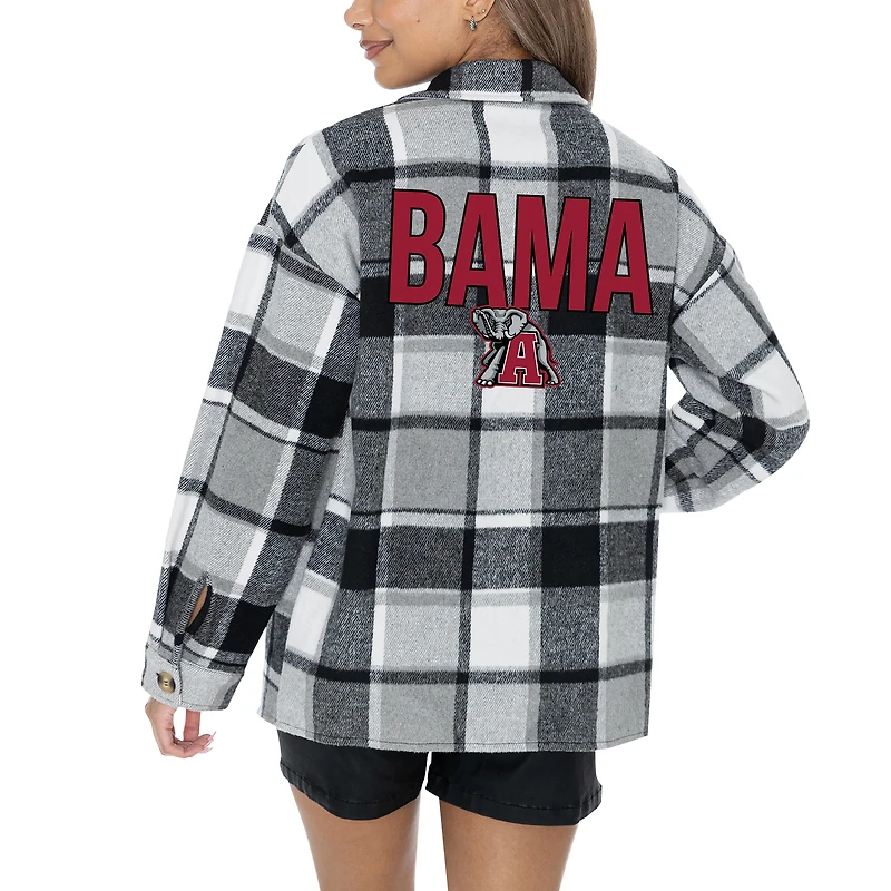 Chemise boutonnée en flanelle Gameday Couture grise pour femme des Alabama Crimson Tide End Zone Game