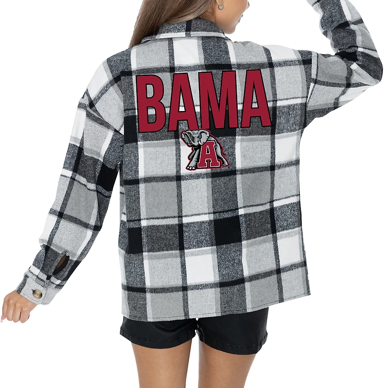 Chemise boutonnée en flanelle Gameday Couture grise pour femme des Alabama Crimson Tide End Zone Game