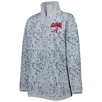 Sweat Gameday Couture gris chiné Alabama Crimson Tide léopard quart zippé pour femme
