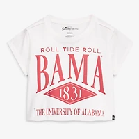 T-shirt court à revers blanc Alabama Crimson Tide pour femmes, idéal les jours de match