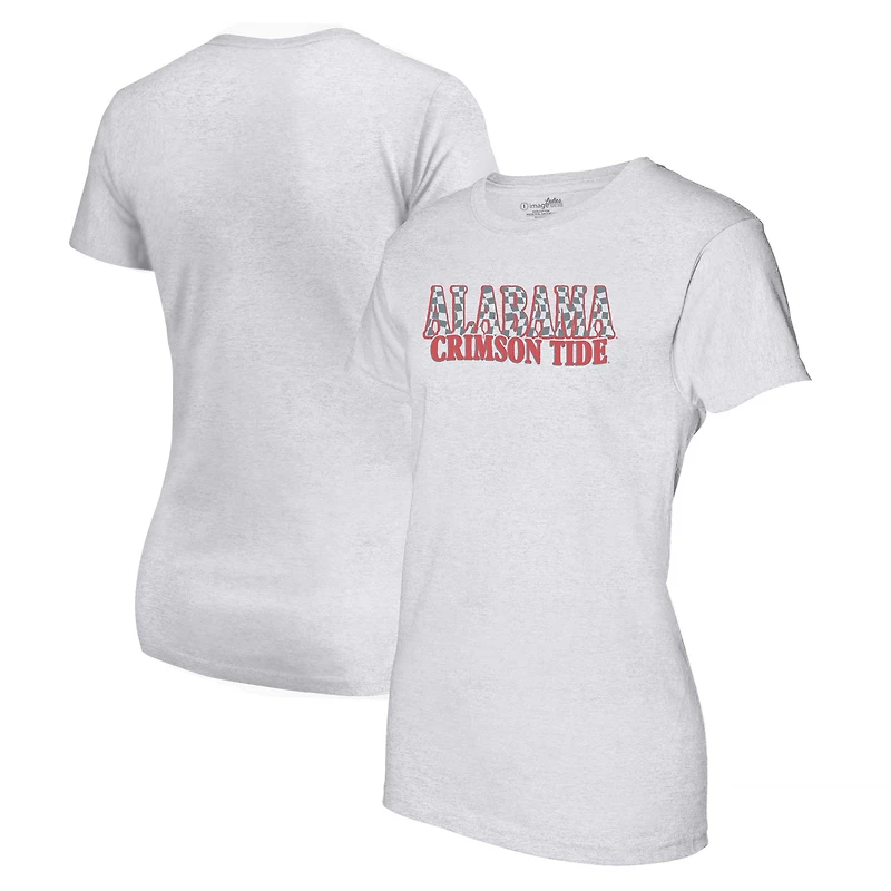 T-shirt ondulé tri-mélange à carreaux pour femmes, gris chiné, nom de l'équipe l'Alabama Crimson Tide