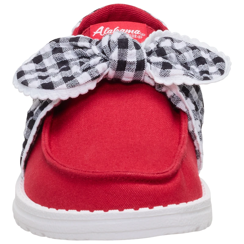 Chaussures décontractées à enfiler pour femme Hey Dude Crimson Tide Wendy Bow, couleur cramoisie/blanche, Alabama