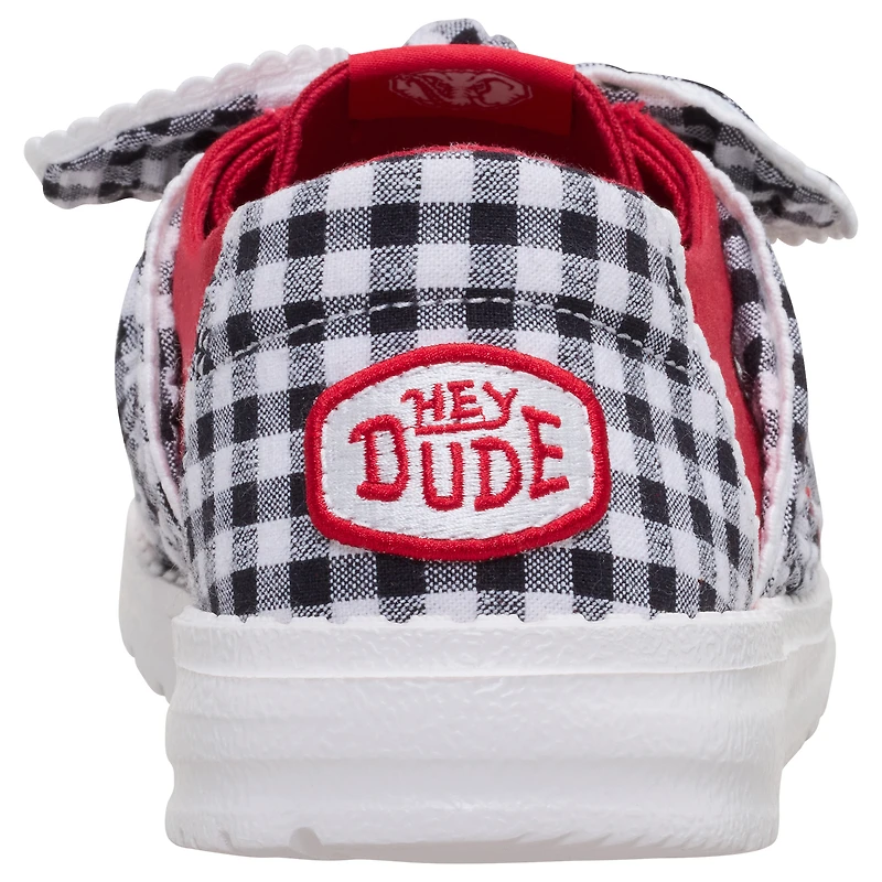 Chaussures décontractées à enfiler pour femme Hey Dude Crimson Tide Wendy Bow, couleur cramoisie/blanche, Alabama