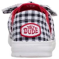 Chaussures décontractées à enfiler pour femme Hey Dude Crimson Tide Wendy Bow, couleur cramoisie/blanche, Alabama