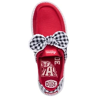 Chaussures décontractées à enfiler pour femme Hey Dude Crimson Tide Wendy Bow, couleur cramoisie/blanche, Alabama