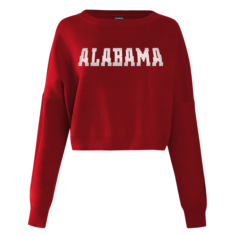 Pull court surdimensionné en maille lierre pour femme Hype and Vice Crimson Alabama Tide