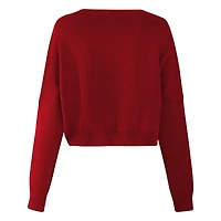 Women's Hype and Vice Crimson Alabama Tide Oversized Cropped Ivy Knit Pullover Sweater
