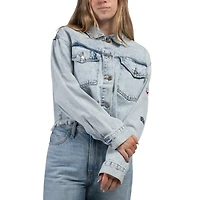 Veste en jean délavée à boutons pour femme Hype and Vice Denim Alabama Crimson Tide Lightwash