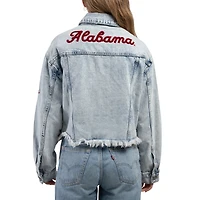Veste en jean délavée à boutons pour femme Hype and Vice Denim Alabama Crimson Tide Lightwash