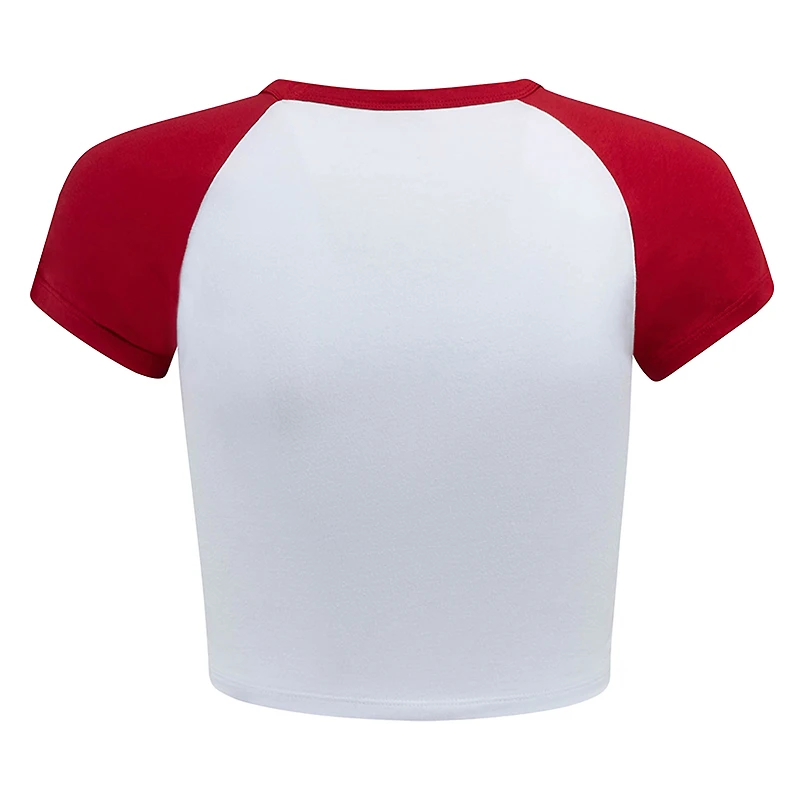 T-shirt raglan court pour femme Hype and Vice, blanc/cramoisi, Alabama Crimson Tide Homerun