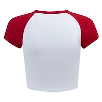 T-shirt raglan court pour femme Hype and Vice, blanc/cramoisi, Alabama Crimson Tide Homerun