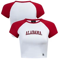 T-shirt raglan court pour femme Hype and Vice, blanc/cramoisi, Alabama Crimson Tide Homerun