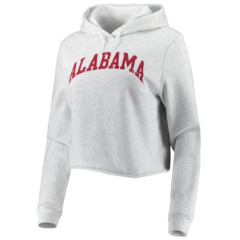 Sweat à capuche court Women's League Collegiate Wear Ash Alabama Crimson Tide 2-Hit 1636